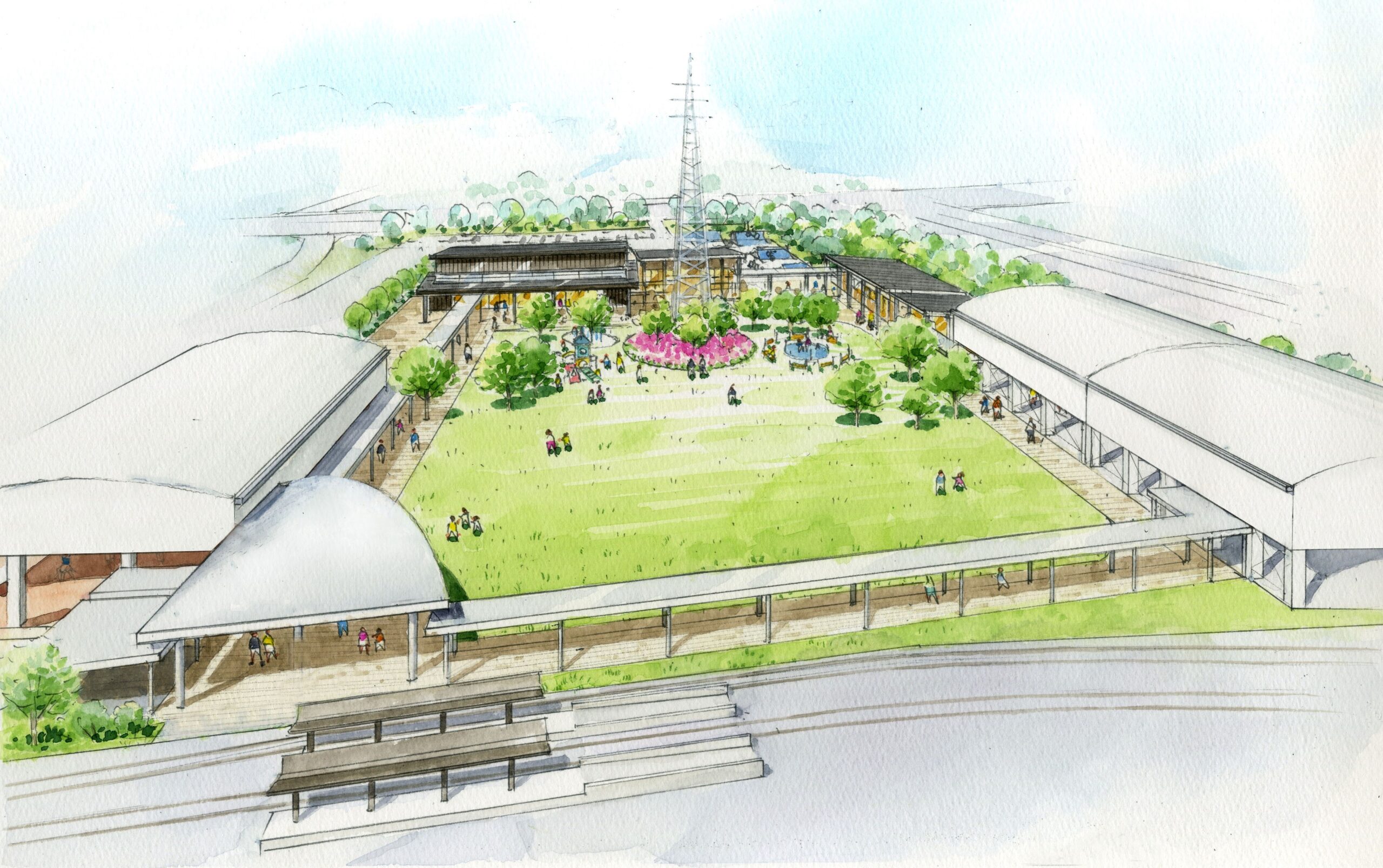 ＜完成イメージパース（公園全景）＞